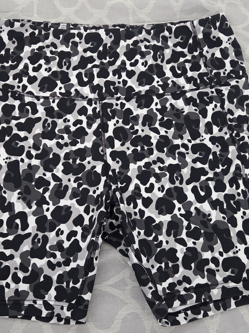 Nicole Miller Sport Black & White Leopard Print Athletic Shorts